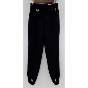 Vtg FERA Skiwear Women’s Ski Pants‎ Boot Stirrups Black Wool Blend Size 2R Snow